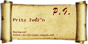 Pritz Iván névjegykártya